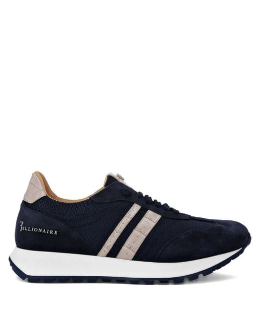 Billionaire Blue Panelled Sneakers for men
