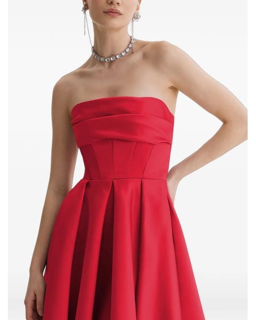 Framboise Red Napea Strapless Corset-Style Midi Dress