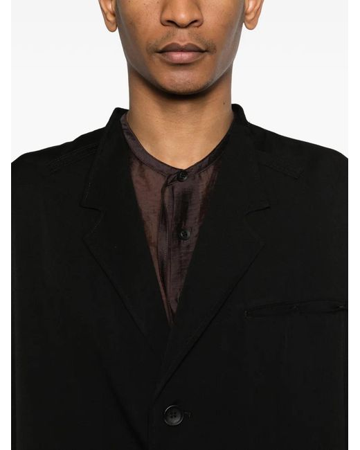 Yohji Yamamoto Black Button Single-Breasted Coat for men