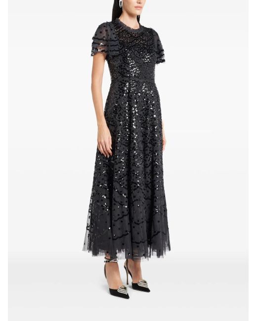 Needle & Thread Black Sequinned Maxi Dress