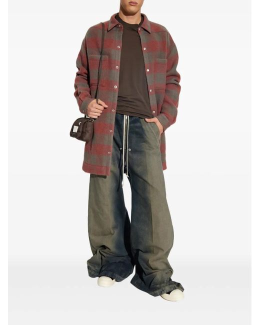 Rick Owens Red Checked Wool Overshirt for men