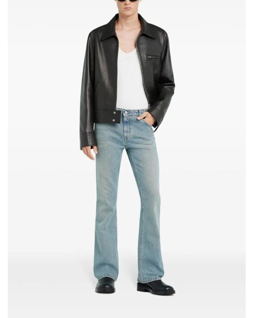 Courreges Black Zip-Up Leather Jacket for men