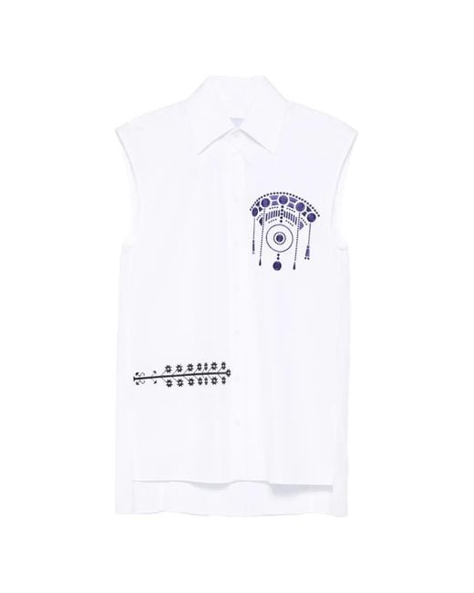 Seafarer White Printed Sleeveless Top