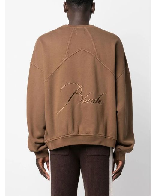 Rhude Brown Logo-Embroidered Oversize Jumper for men