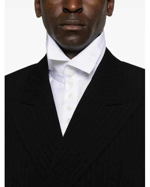 Saint Laurent Black Pinstripe Double-Breasted Blazer for men