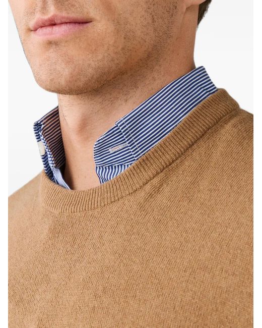 Hackett Natural Patch-Detail Crew-Neck Sweater for men