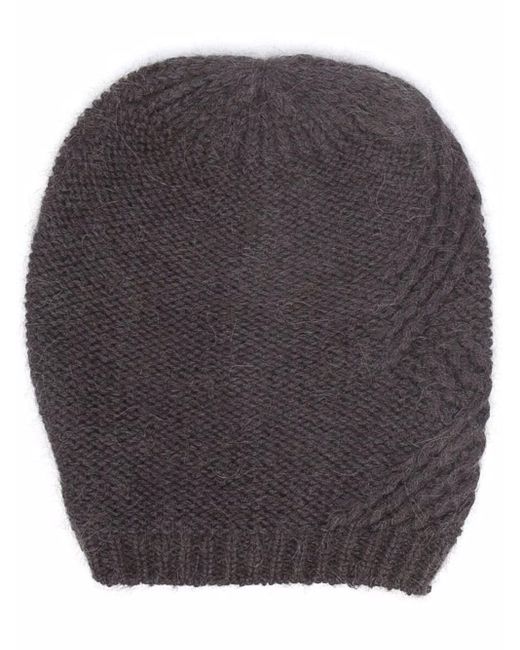 Peserico Gray Knitted Beanie Hat
