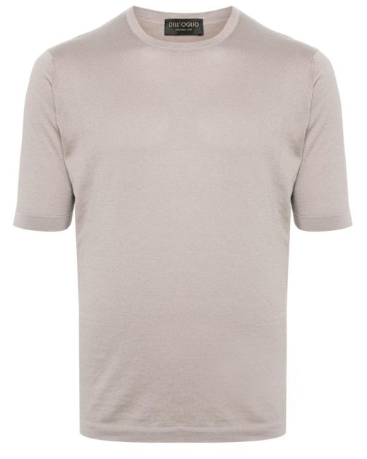 Fine-knit cotton T-shirt di Dell'Oglio in White da Uomo
