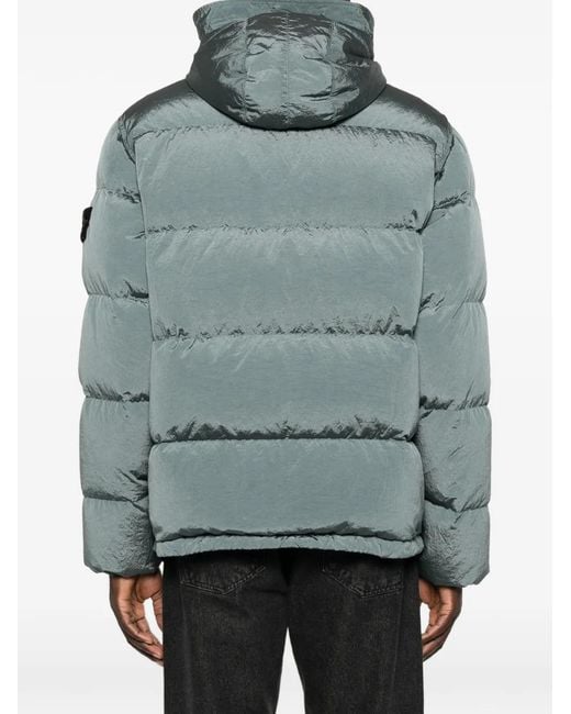 Stone Island Blue Padded Hooded Jacket for men