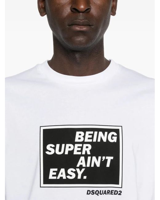 DSquared² White Graphic-Print Cotton T-Shirt for men