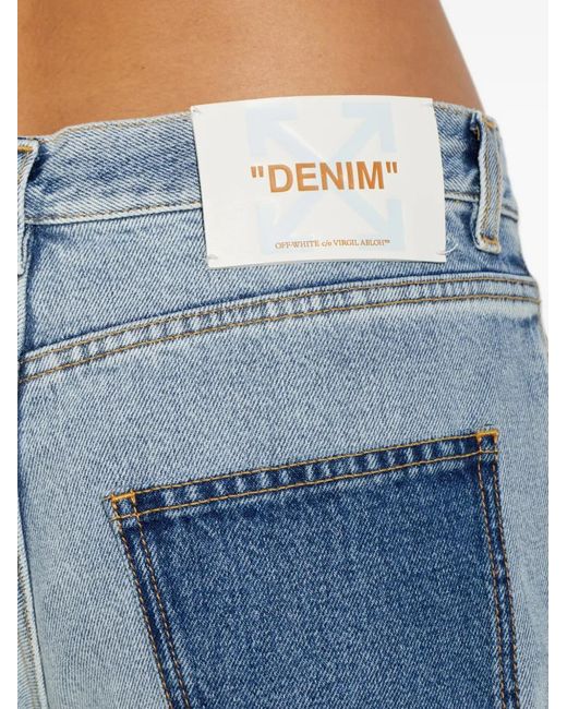 Off-White c/o Virgil Abloh Blue Patchwork Straight-Leg Jeans