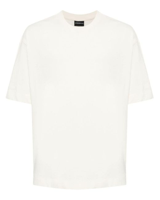 T-shirt en coton à logo embossé Emporio Armani pour homme en coloris White
