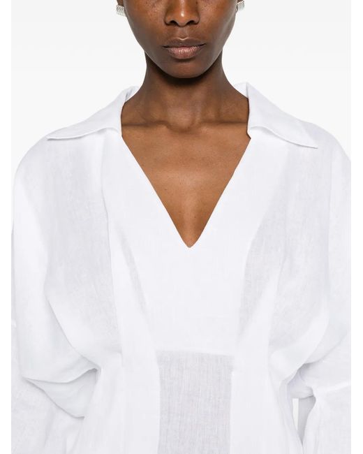 Genny White Collar V-Neck Blouse
