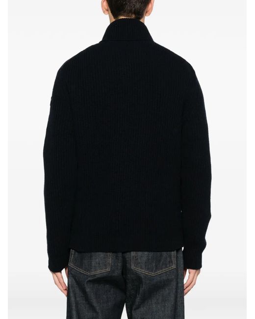 Moncler Blue Knit Padded Front Jacket for men