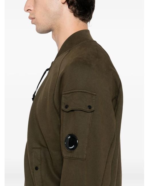 C P Company Green Fleece Bomber Jacket for men
