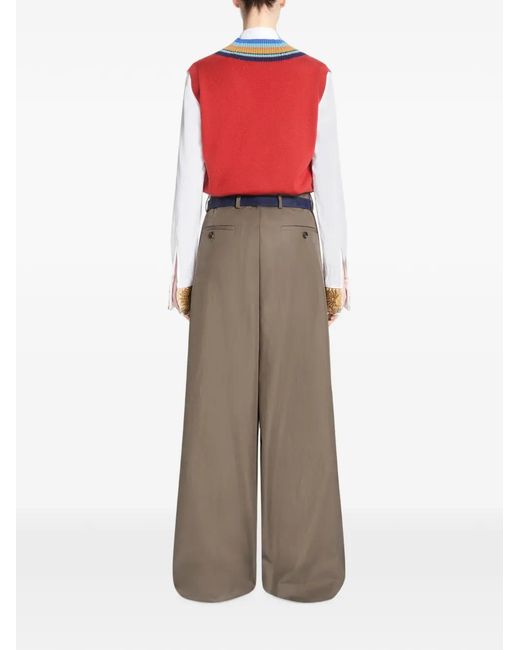 Dries Van Noten Brown Wide-Pleated Cotton Pants