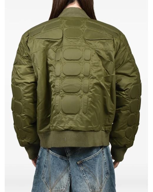 Satoshi Nakamoto Green Ma-1 Moto Padded Jacket for men