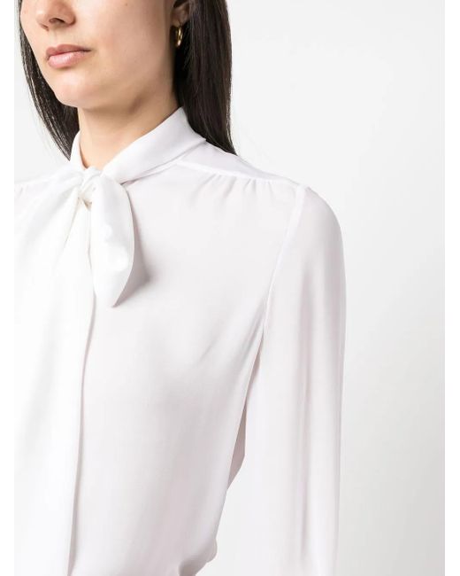Moschino ボウタイ シルクブラウス White