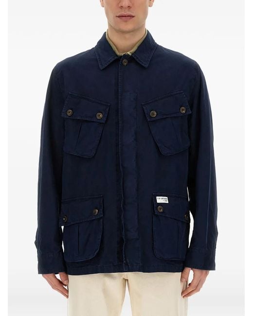 Fay Blue Patch-Pocket Shirt Jacket for men