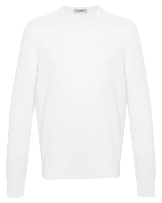 Fileria White Fine-Knit Cashmere Sweater for men