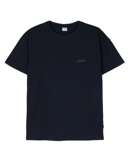 メンズ Aspesi Rubberised-logo Cotton T-shirt Blue