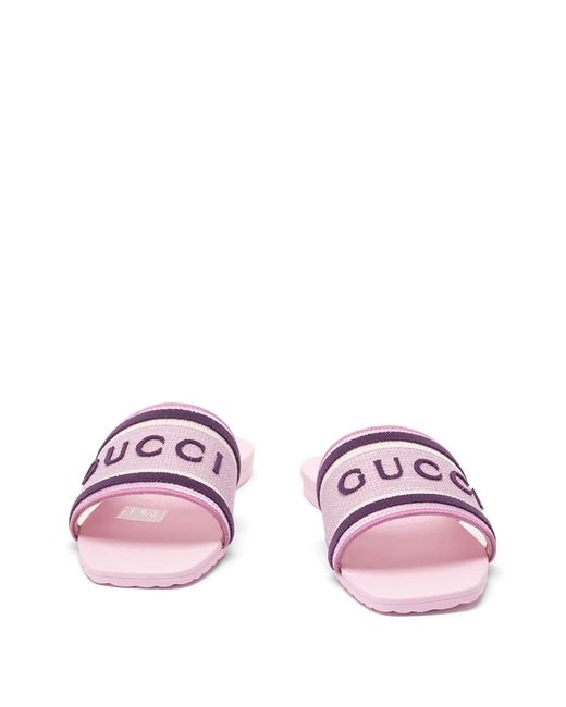 Gucci Pink Logo Strap Slippers