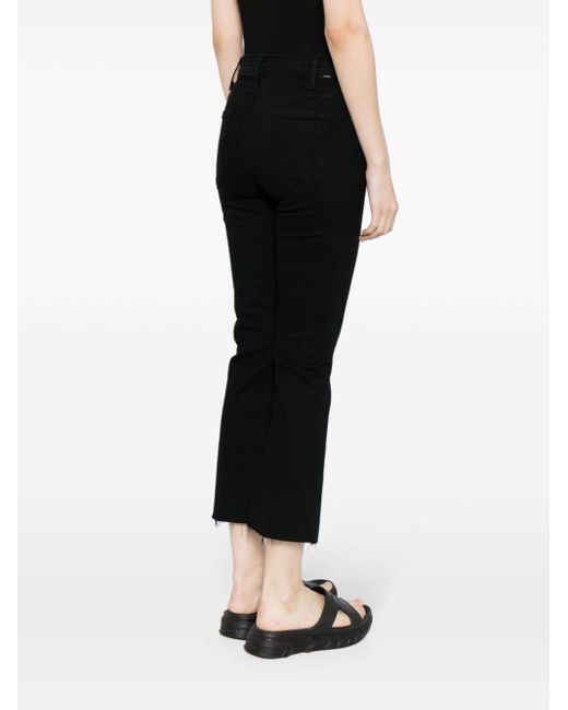 Mother Black Cropped Flared Jeans