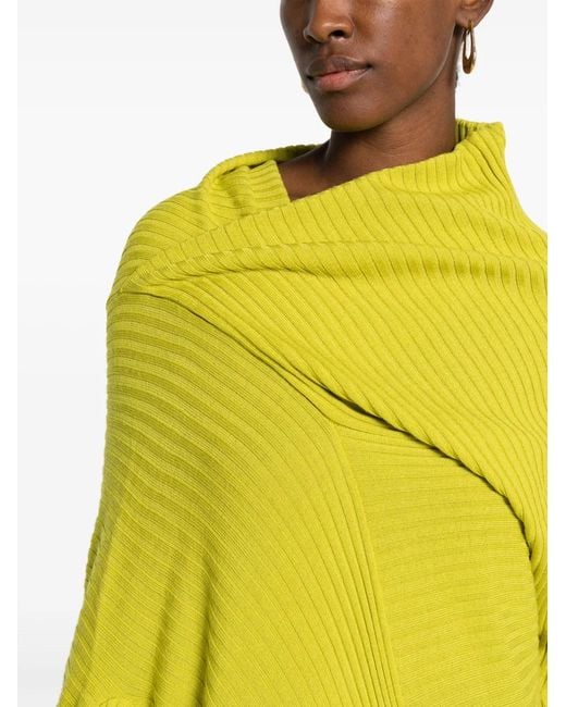 Marques'Almeida Yellow Draped Merino Wool Midi Dress