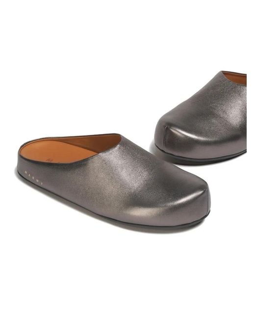 Marni Gray Leather Fussbett Sabot for men