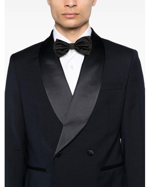Manuel Ritz Black Shawl-lapels Double-breasted Suit for men