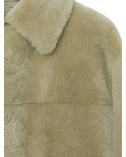 Burberry Green Long-Sleeve Shearling Jacket