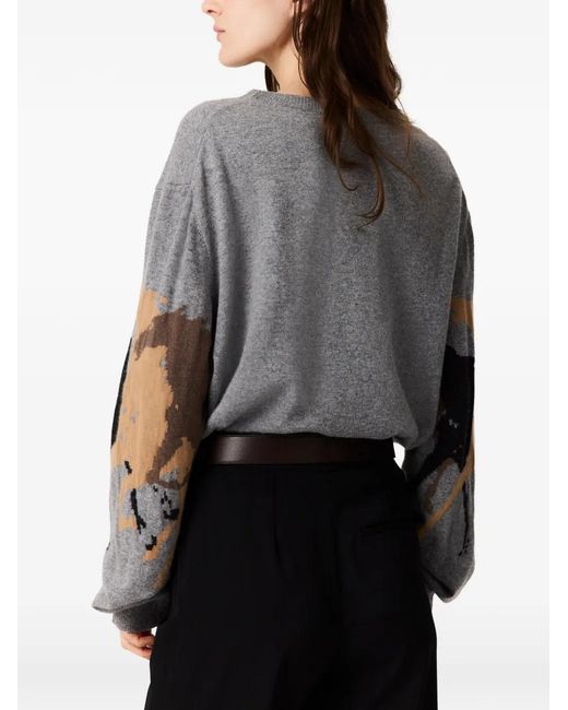 Stella McCartney Gray Racing Horses Wool Jumper