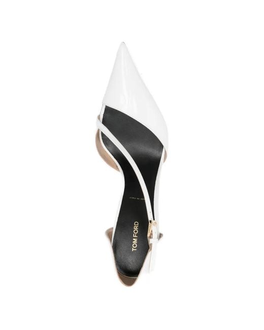 Tom Ford White Buckle-Strap Heeled Pumps