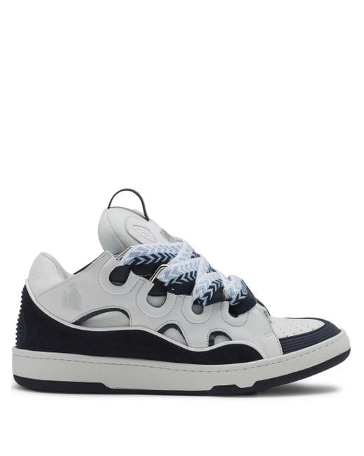 Lanvin White Curb Leather Sneakers