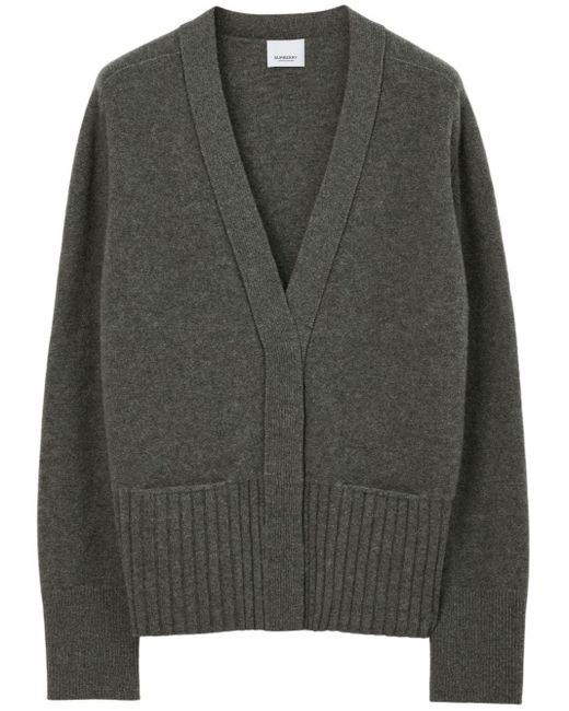Burberry Gray Knitted V-neck Cardigan