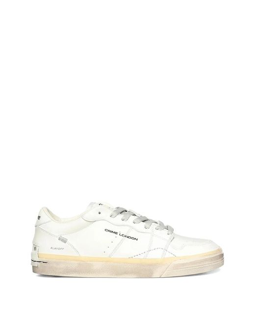 Crime London White Playoff Logo-Print Sneakers for men