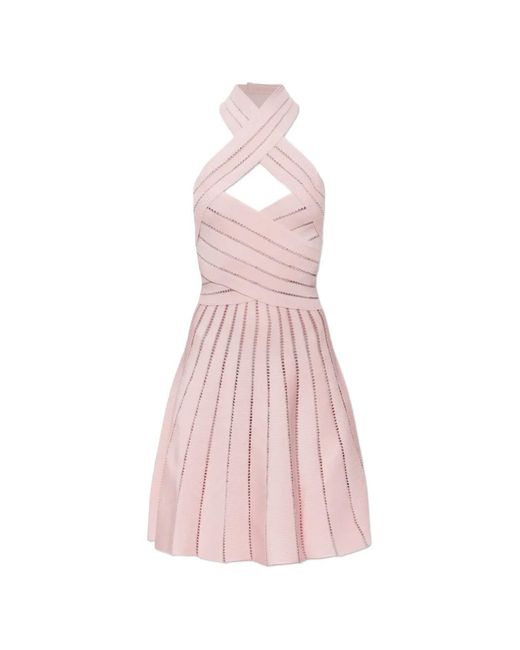 Balmain Pink Cross-Strap Backless Mini Dress