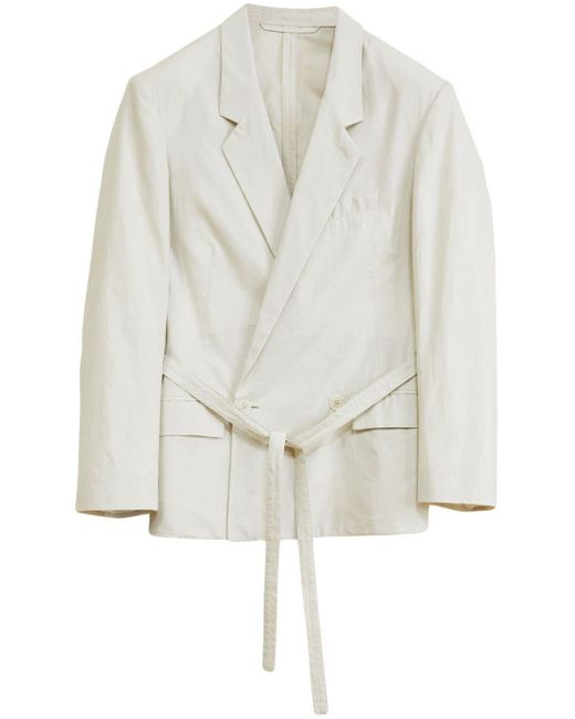 Lemaire White Double-breasted Belted Blazer