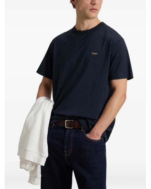 Woolrich Blue Cotton Logo T-Shirt for men