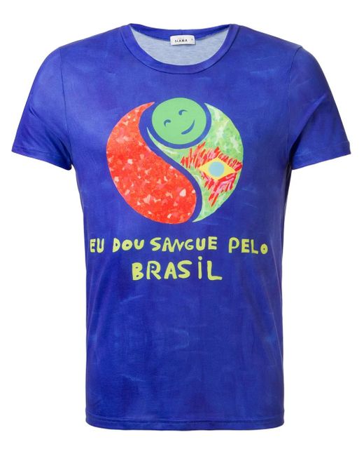 Amir Slama Blue Graphic-Print T-Shirt for men