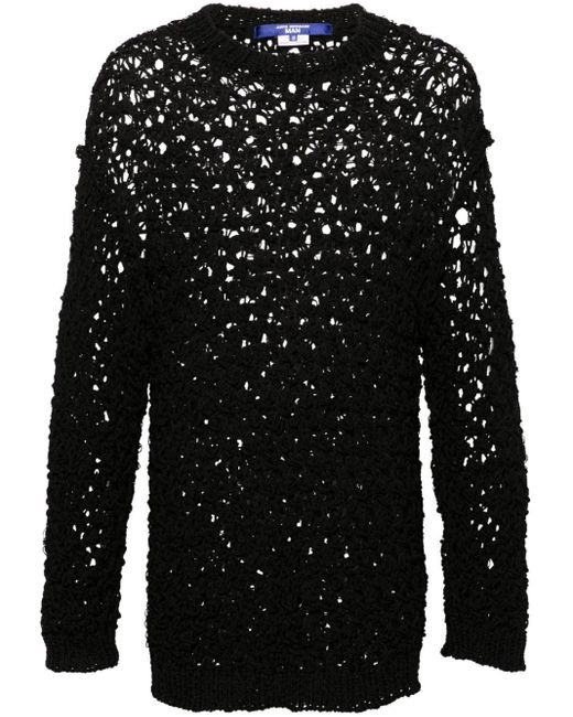 Junya Watanabe Black Open-knit Linen-blend Jumper for men