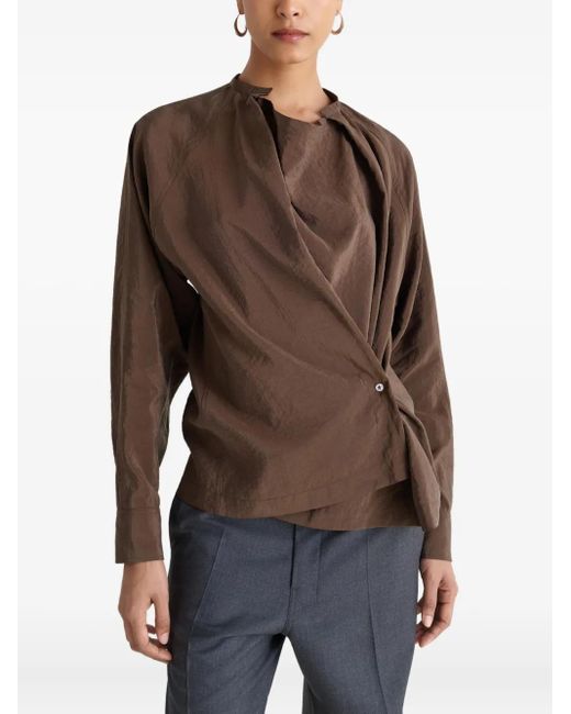Lemaire Brown Twisted Pleat Blouse