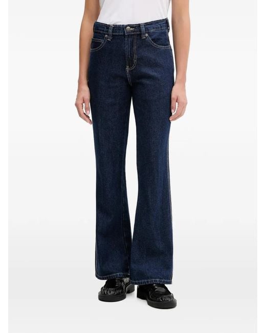 Dickies Blue Logo-Patch Flared Jeans