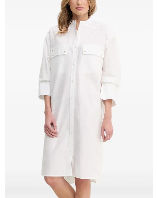 Barbour White Pocket-Detail Shirt Dress