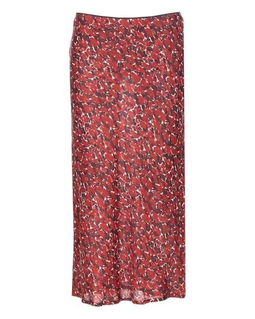 Saint Laurent Red Elasticated-Waistband Midi Skirt