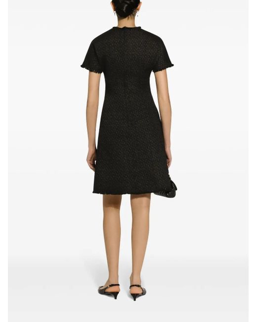 Dolce & Gabbana Black Appliqué Logo Bouclé Mini Dress