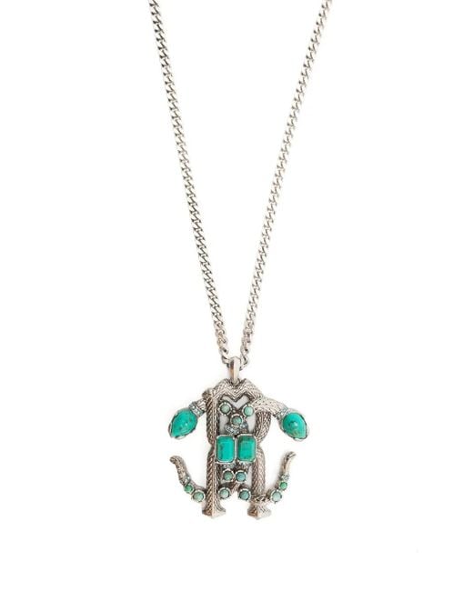 Roberto Cavalli White Mirror Snake Pendant Necklace