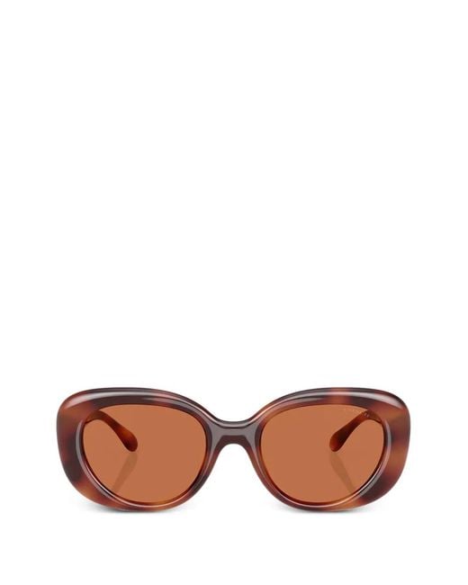 COACH Pink Tortoiseshell-Effect Oval-Frame Sunglasses