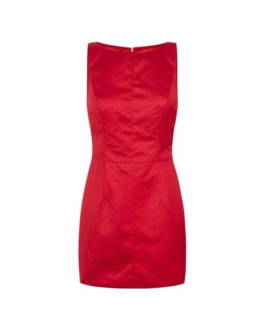 Elisabetta Franchi Red Taffeta Mini Dress With Fish Scale Pattern