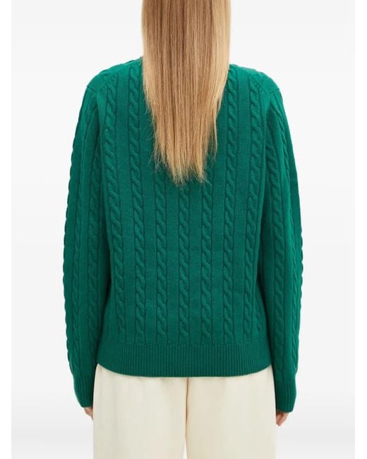 Fila Green Cable-Knit Logo Sweater